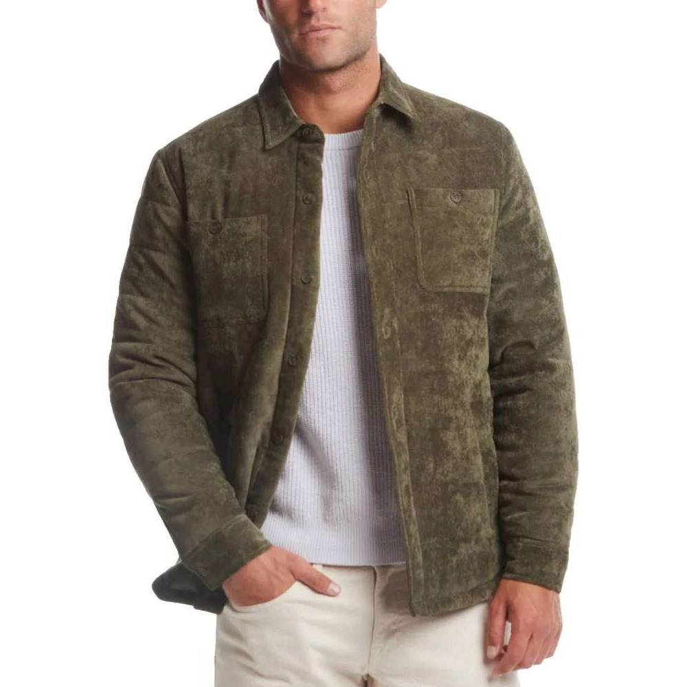 Weatherproof Vintage Mens Olive Green Quilted Corduroy Shirt Jacket Size M NEW